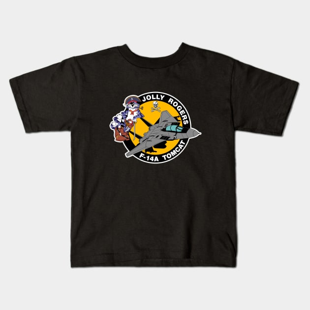 F-14 Tomcat - Jolly Rogers F14A Tomcat - WB Clean Style Kids T-Shirt by TomcatGypsy